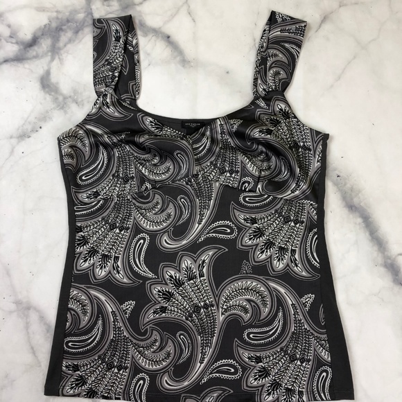 NWOT Ann Taylor Top Medium Paisley Design Grey - Picture 6 of 6
